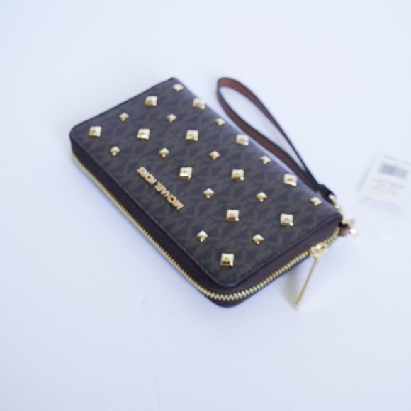 Michael Kors JST Phone Case Wristlet MK Brown Stud - Picture 4 of 10